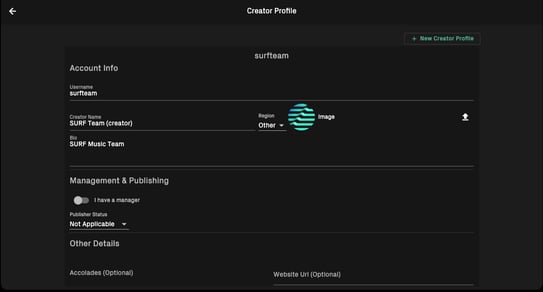 Creator Profile Creation 2